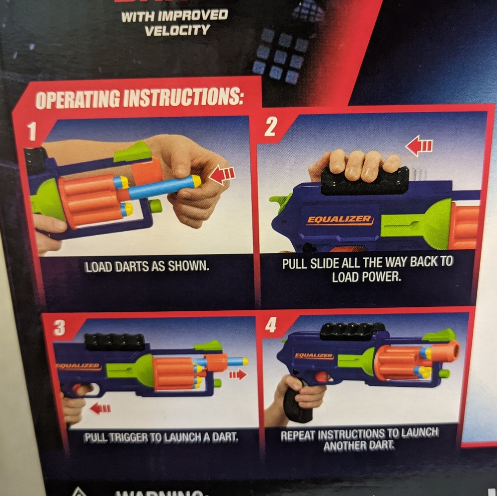 Air Warriors Equalizer Toy Gun With Long Distance Darts & 3 Target Cans - Picture 8 of 12